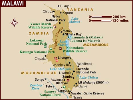 Malawi is a small landlocked