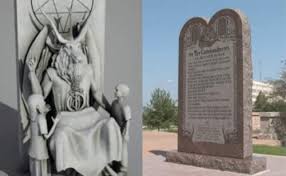The Satan Statue against the Ten Commandments