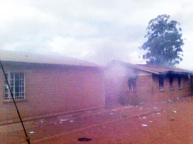 Kapeni demonstration school blocks on fire