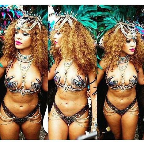 OMG! Singer, Rihanna Exposes Her Entire Asset In Revealing ‘Bikini’ Costume At Barbados Annual