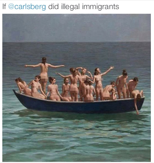STIAN_TORY COUNCILLOR SHAME_IMAGE001\n\nA TORY councillor is being investigated by council chiefs after sharing photo of a boat full of 14 naked women with a caption reading 'If Carlsberg did illegal immigrants'.\nMike Kusneraitis, a Conservative councillor on the Tory-run Runneymede Borough Council in Surrey, said he should be judged on his actions in the community, not by 'misjudged postings on social media'.\nThe councillor admitted making a number of 'offensive' postings on a Facebook page, which have now been removed.\nAmong the postings included a dog with a towel on his head and a sexually explicit cartoon, both posted on the Facebook page of the Peoples Front of Egham, which is currently unavailable.\nHe also posted an image on July 24 showing a boat full of 14 naked women, with a caption reading 'If Carlsberg did illegal immigrants'.\nWriting on his own Facebook page at the weekend, Cllr Kusneraitis, of Egham, Surrey, apologised if he offended anyone.\n\nImage shared by Mike Kusneraitis\n\nSTIAN ALEXANDER 07528 679198\n