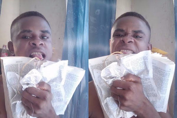 Nigerian man destroys Bible, says it is from the devil (Photos)