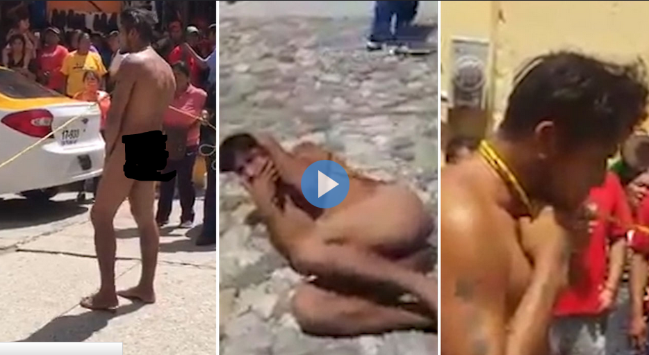 Man Paraded Naked for Stealing Child`s Phone in Mexico (Watch Video)