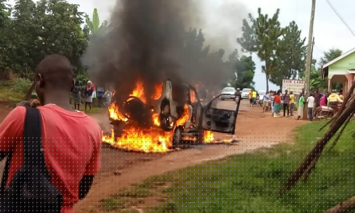 Residents Torch Govt Vehicle as it Hits Two in Uganda