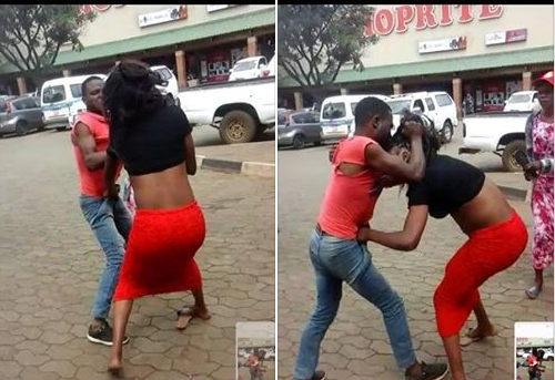 Lady And Man Fight Brutally Outside Shoprite In Lilongwe