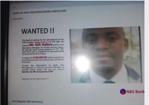 Bank Employee Goes Away with K47 Million