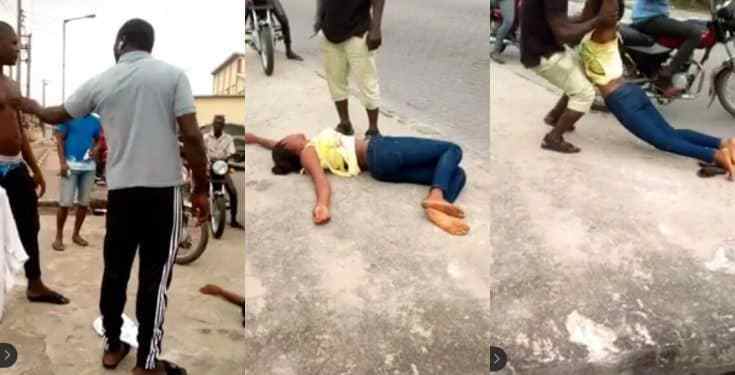 Lady collapses repeatedly on the street to force boyfriend to marry her