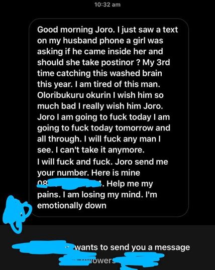 Husband’s Cheating Behaviour Forces Woman to Offer Free Sex, Shares Her Number