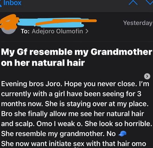 ‘My Girlfriend Resembles my Grandmother in Her Natural Hair’ – Man Complains
