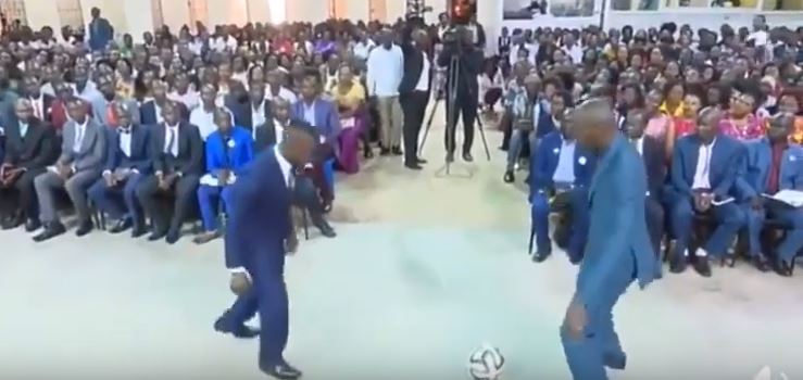 Pastor Performs Deliverance with Football in Church (Video)
