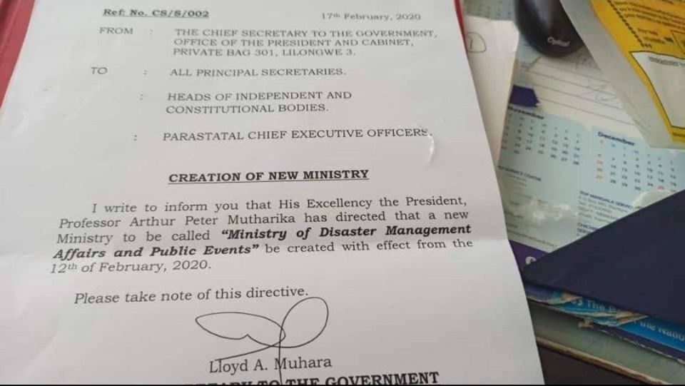 Mutharika Creates New Ministry
