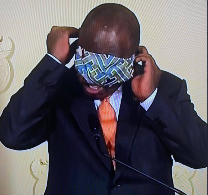 SA President Ramaphosa Steals Show with Mask Blunder (See Photos)