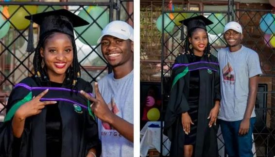 Man celebrates his young mother who had him at the age of 16 on her graduation