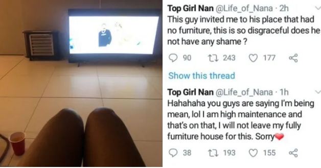 Man Gets an Offer After a Twitter Lady Mocked Him For Not Having Furniture In His House