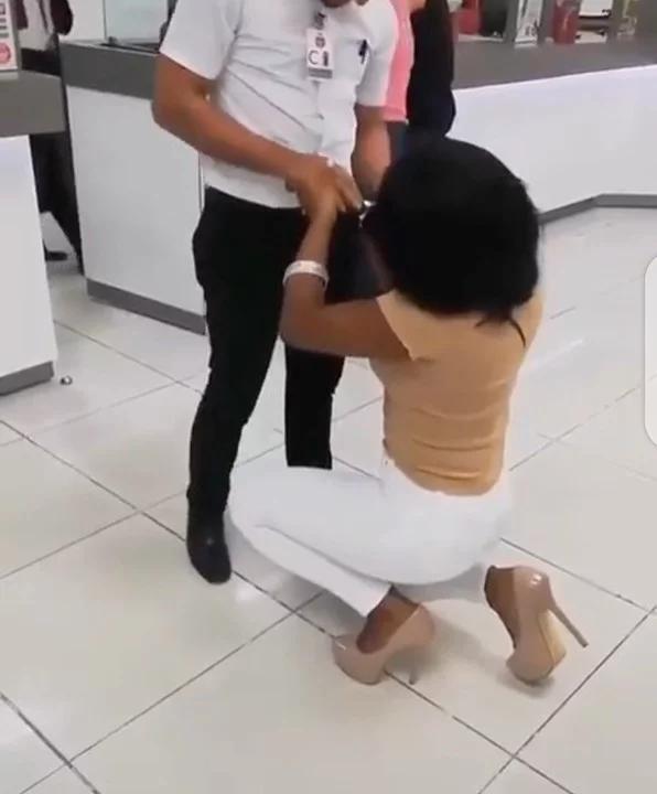 See Photos Of Lady Who Proposed Her Boyfriend At His Workplace