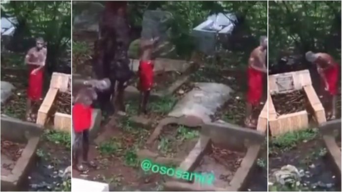 Three Young Men Caught Bathing At A Cemetery[Video]