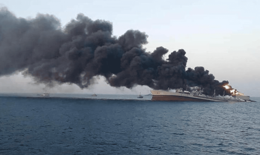 One of Iran’s biggest navy ships sinks after catching fire