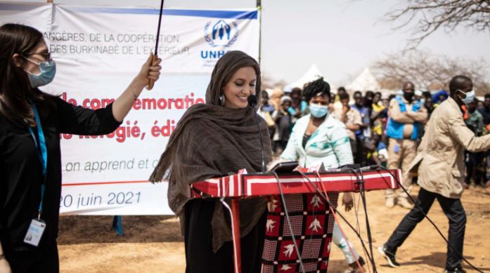 US star Angelina Jolie visits refugee camp in Burkina Faso