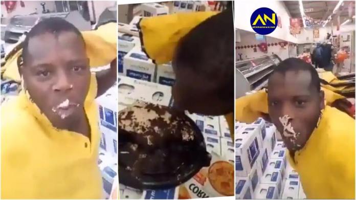 S.A Man shares video enjoying cake while looting in a supermarket [ Watch]