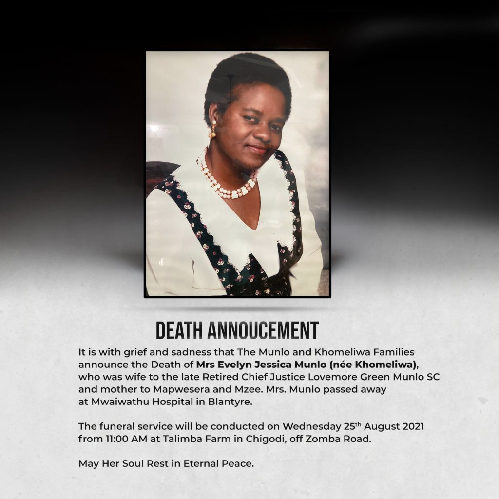 Lovemore Munlo’s wife burial Wednesday