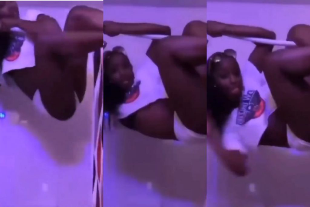 Slay Queen Lands On Her Waist While Trying To Pull Up A Stunt In Her Bathroom [Video]