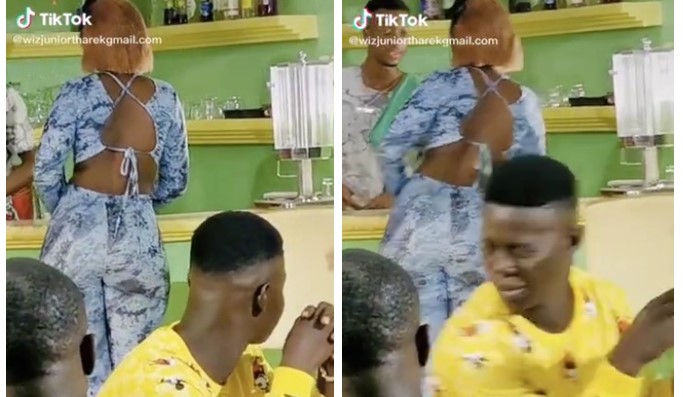 Man receives brain formatting slap from girlfriend for looking at another lady’s ‘vibrating’ backside (Video)