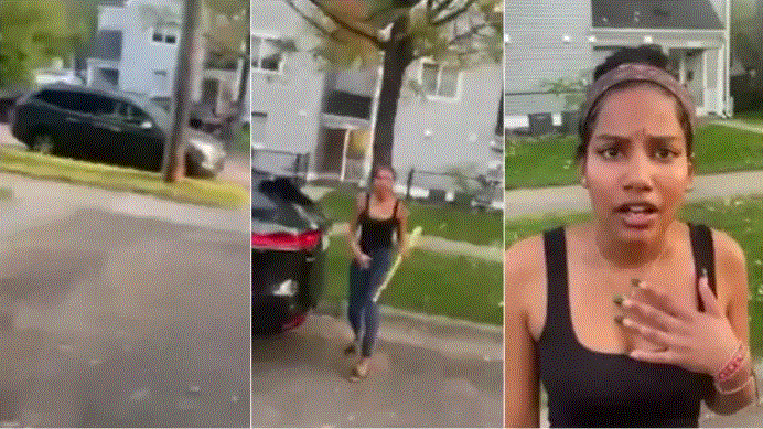 Jealous lady angrily destroy her boyfriend’s car after suspecting he cheated on her [Watch]