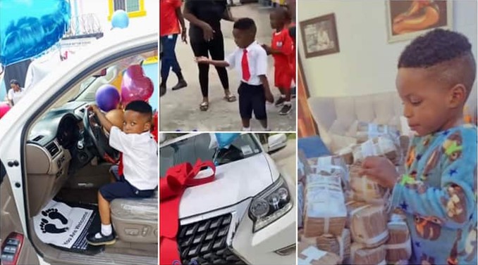 Nigerian billionaire buys Lexus 2021 worth N45m for his little son on his birthday (Video)