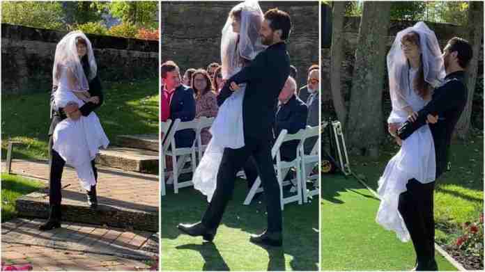 Groom warm hearts, carries bride’s twin sister with a disability down the aisle [Watch]