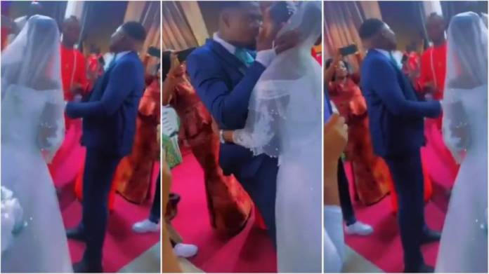 Watch| Pastor Gives Groom A Heavy Knock For ‘Over Kissing’ Bride In Church
