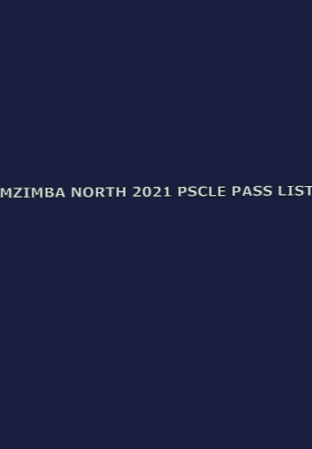 MZIMBA NORTH 2021 PSCLE PASS LIST