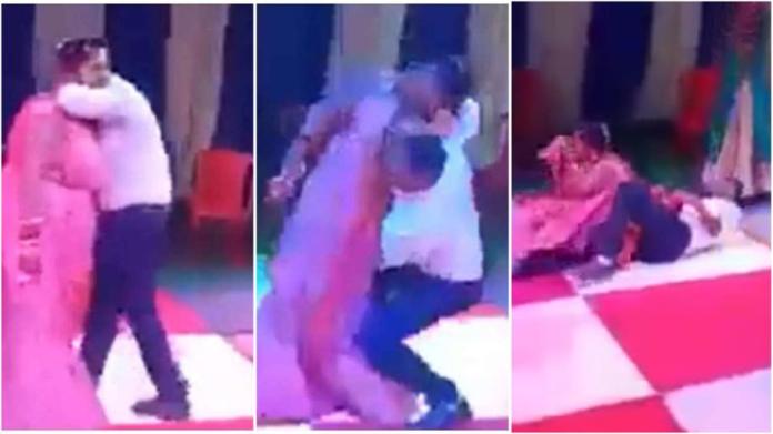 Watch| Indian Groom Falls Along With Bride While Trying To Lift Her During Dance At Their Wedding