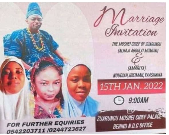 Ghanaian Chief set to marry his 3 fiancées at the same time to save wedding cost