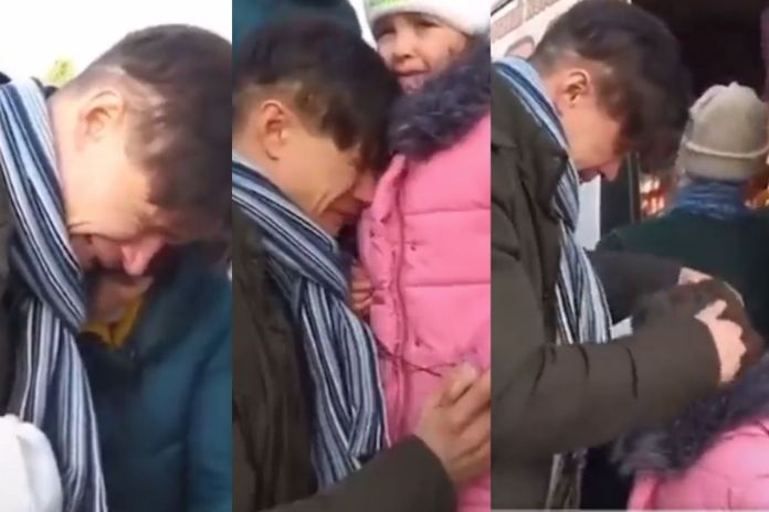 Watch| Ukrainian father says goodbye to his family as they move to safe zone