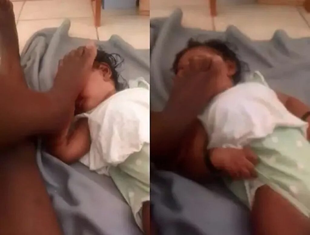VIRAL: Heartless Zimbabwean housemaid puts crying baby to sleep with her foot