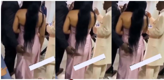 H0rny Man Caught On Camera Caressing His Wife’s ‘Backside’ While Receiving Prayers From Pastor In Church (Watch Video)