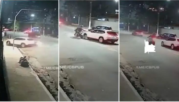 WATCH|| Driver Runs Over Armed Robber Riding On Motorbike Who Wanted to Rob Him