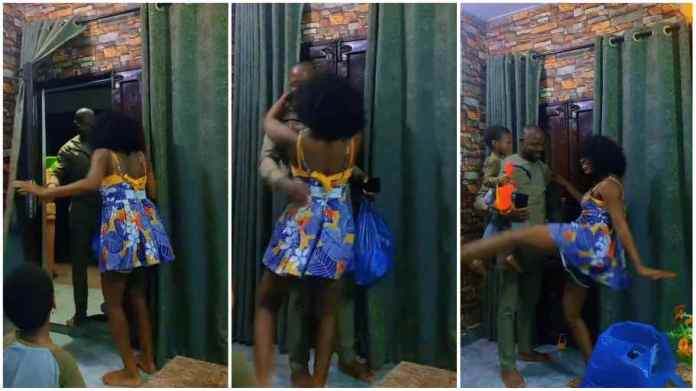 Watch|| Wife shakes waist for her husband, dances to welcome him home