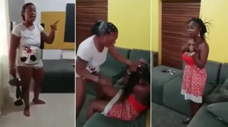 Wife Invites Husband’s Side Chic Over To The House And Beats Her Up With A Belt (Watch Video)