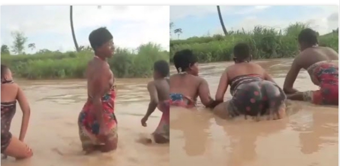 Watch|| Three Slay Queens Go Viral After They Were Spotted Tw3rk!ng In A River