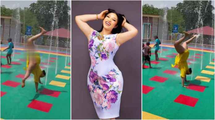 Watch|| Nollywood Actres, Tonto Dikeh Mocked For Showing Off Her Raw Goodies At A Park