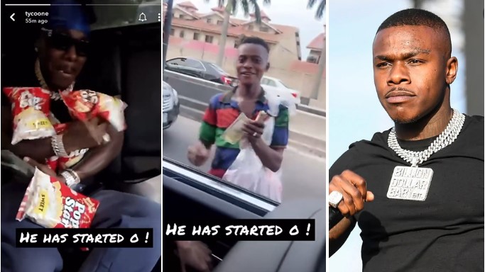 Watch|| DaBaby buys popcorn from Lagos hawker, gives him $100