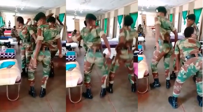 Watch|| Zimbabwean Female Soldiers Captured Twerking In Their Military Uniform