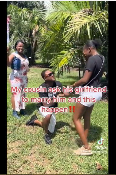 Woman Slumps After Her Boyfriend Proposed To Her (Watch)