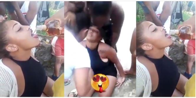 Slay Queen Fails To Walk After Taking A Full Bottle Of Beer (Watch Video)