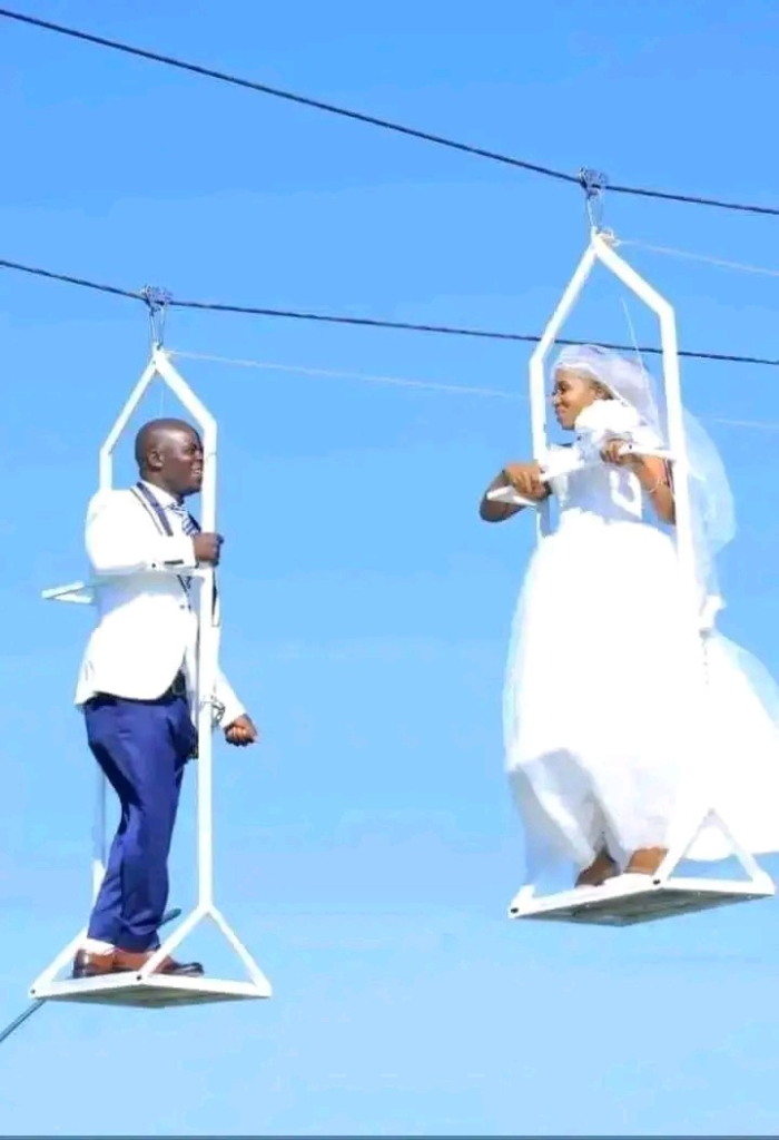 Massive Reactions As Man Weds His Wife In The Sky (See Photos)