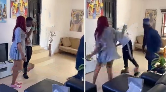 Watch|| Cheating prank goes wrong as man gets physical with prankster posing as his woman’s lover