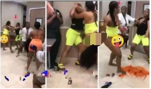 Drama|| Two Slay Queens Fight For A Man In A Washing Room (Photos)