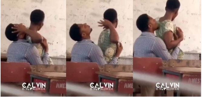 Teachers Getting H0rny On Students? Male Teacher Caught On Camera Doing It With Female Student In Class (Watch Video)