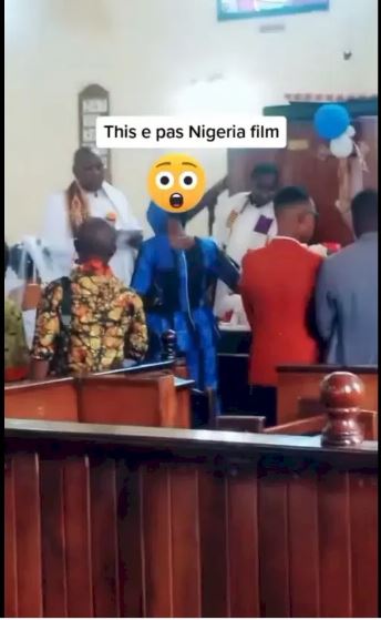 Drama|| Watch The Moment Wife & Family Members Disrupt Her Husband’s Wedding To Another Woman In Church (Video)